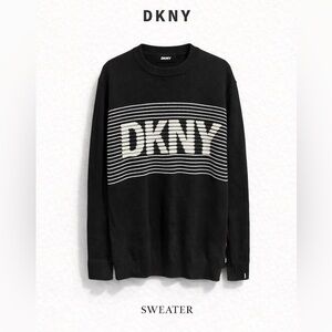 DKNY Black and White Crewneck Sweater for Men